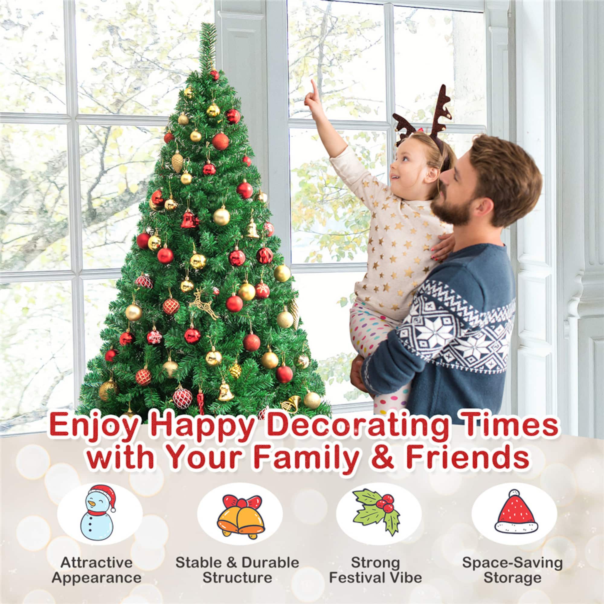 Costway 7ft. Unlit Artificial Christmas Tree